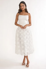 Adley Embellished Drop Waist Midi Dress White