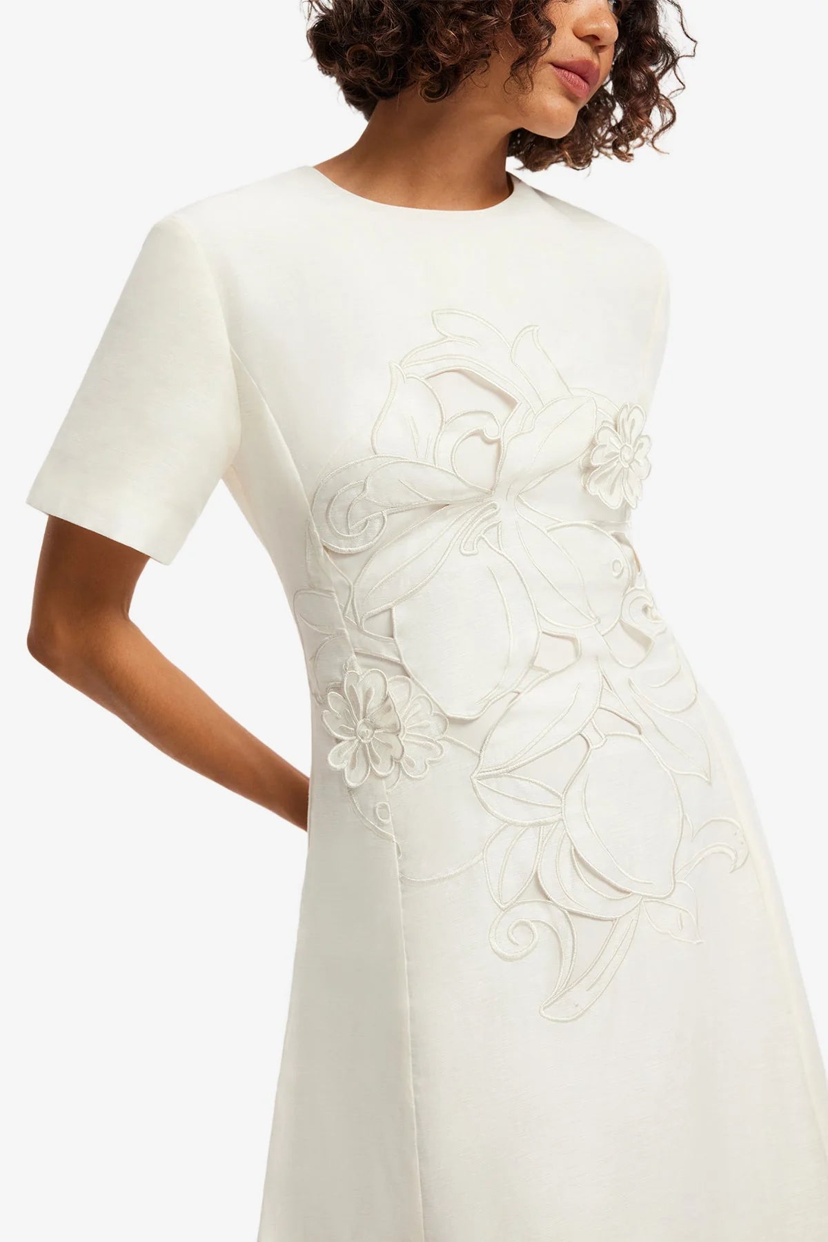 Alice Appliqué Short Sleeve Maxi Dress - Snow