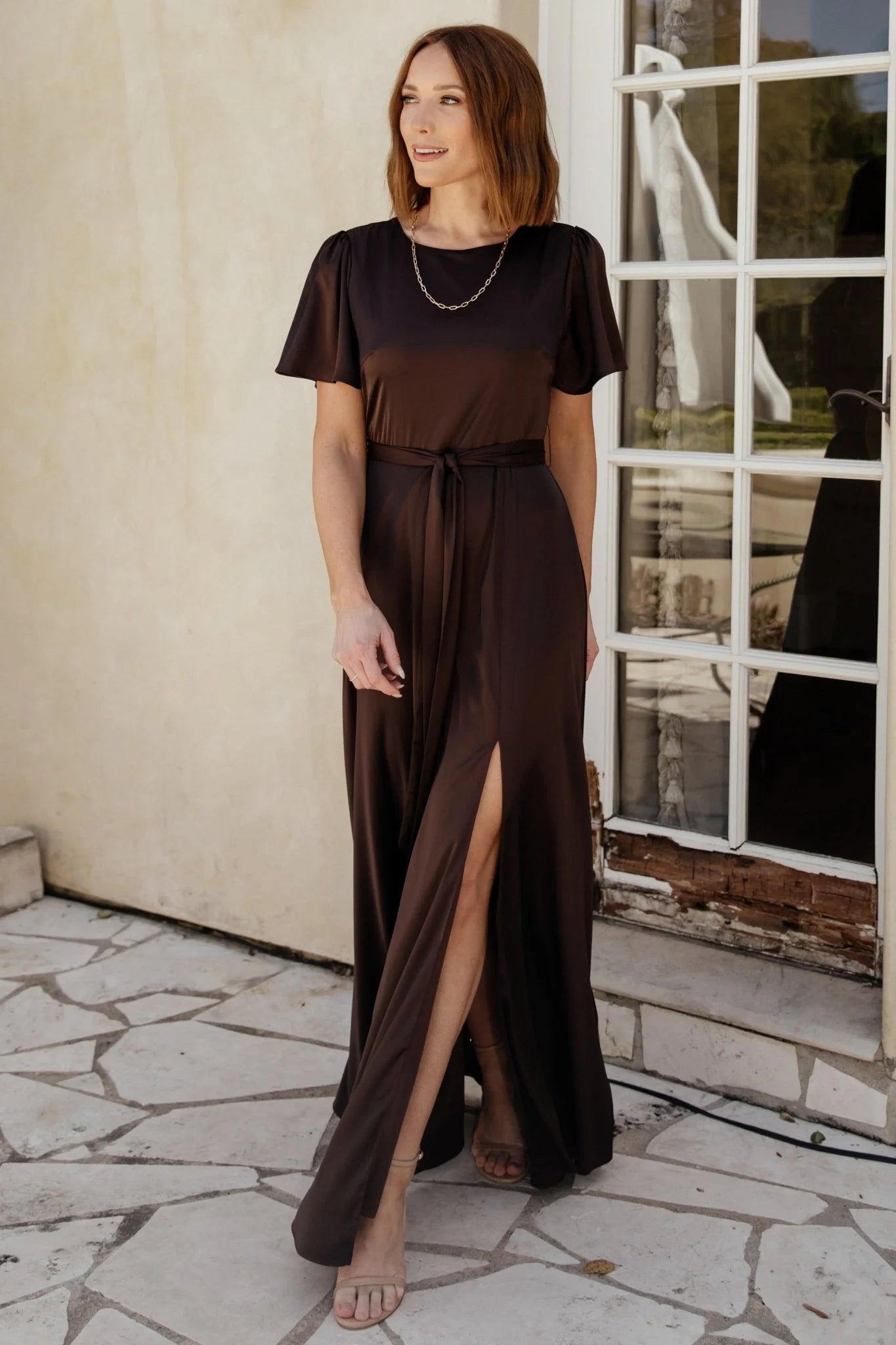 Agnes Satin Maxi Dress | Espresso