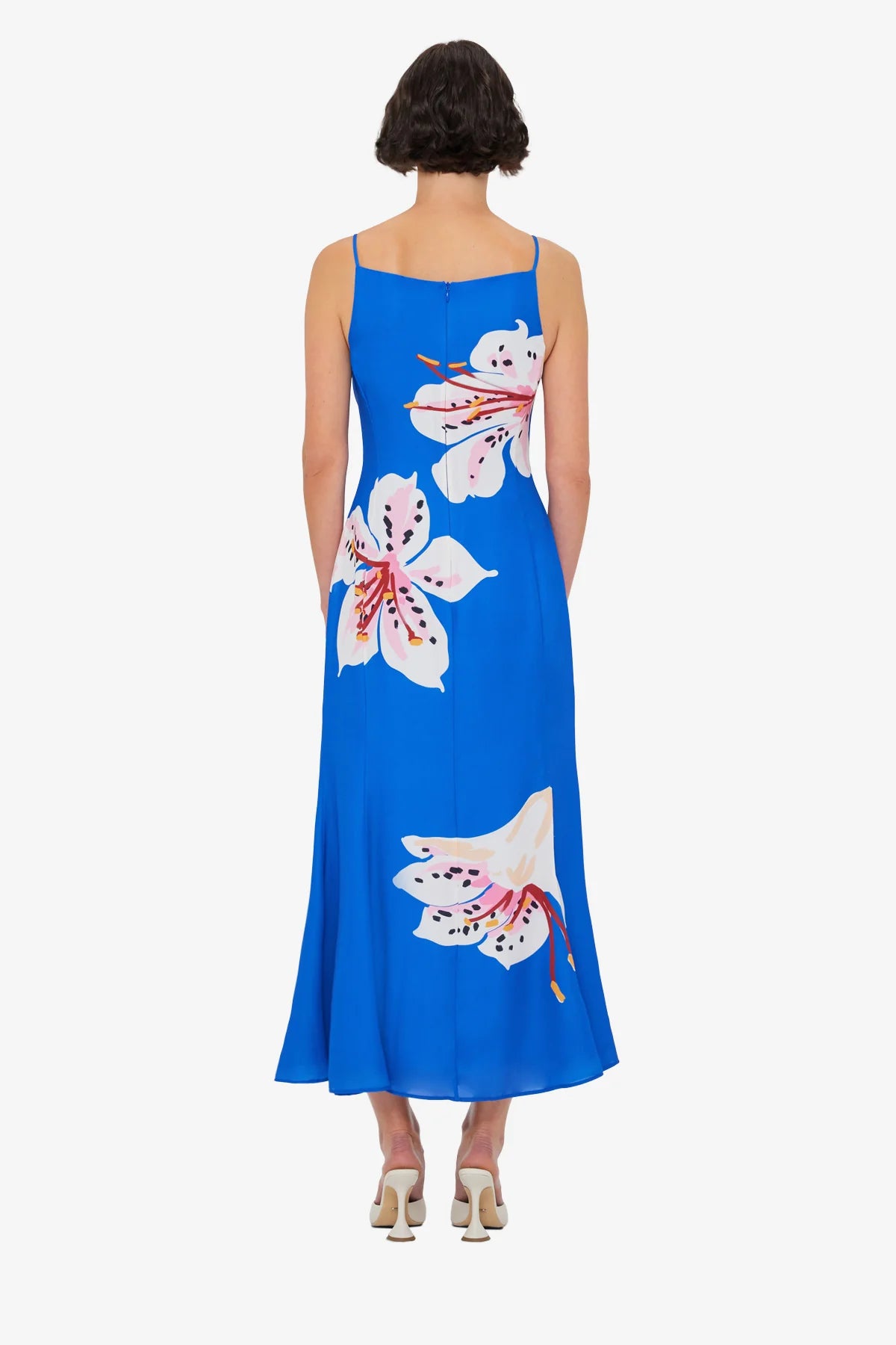 Regina Midi Dress - Lily Print in Cobalt