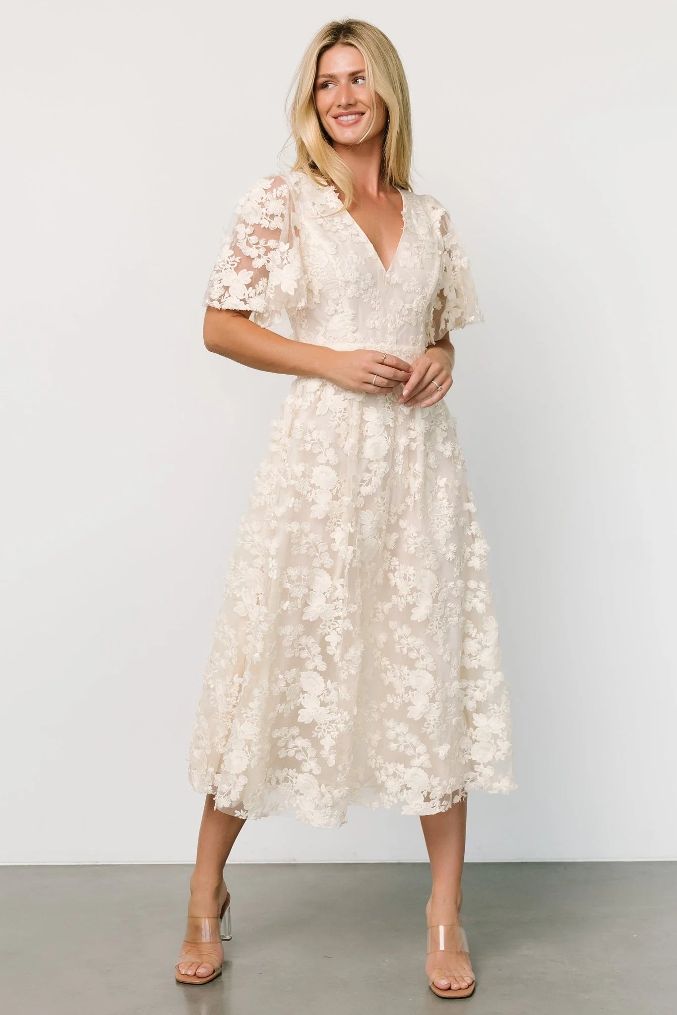 Sadie Embroidered Midi Dress | Vintage Cream