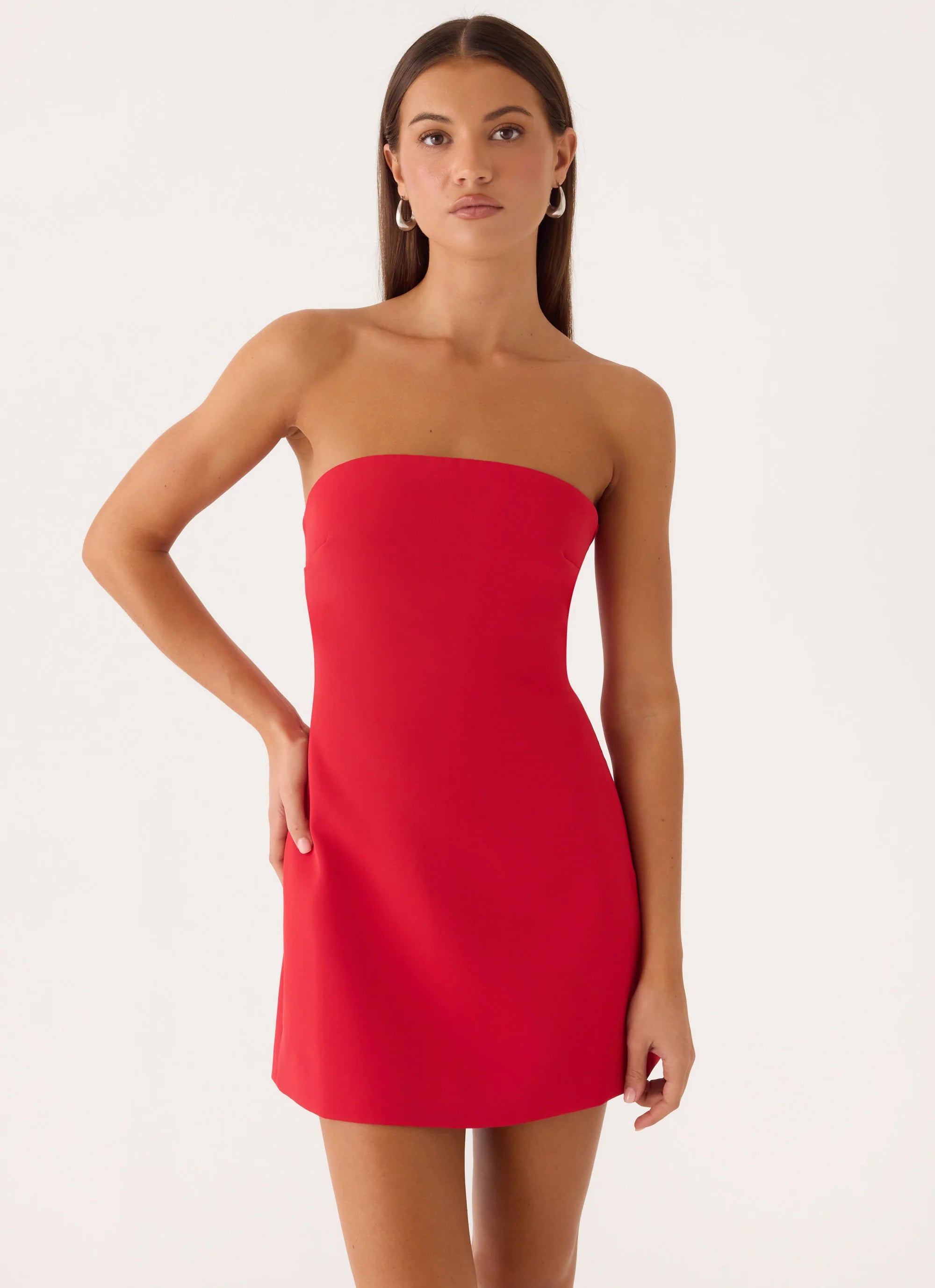 Alyse Strapless Mini Dress - Red