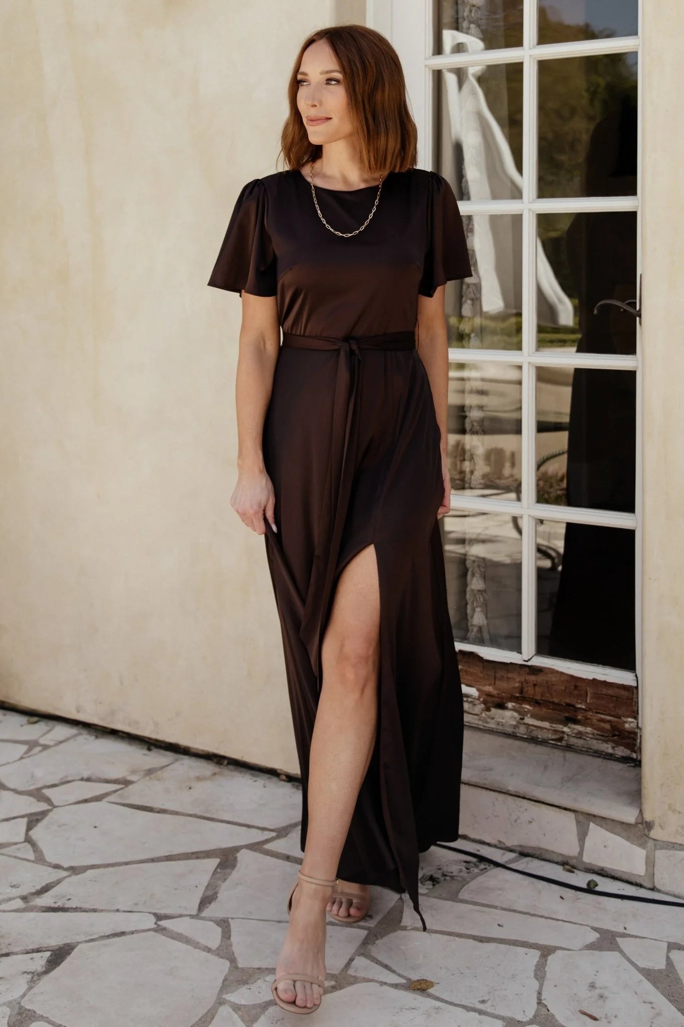 Agnes Satin Maxi Dress | Espresso