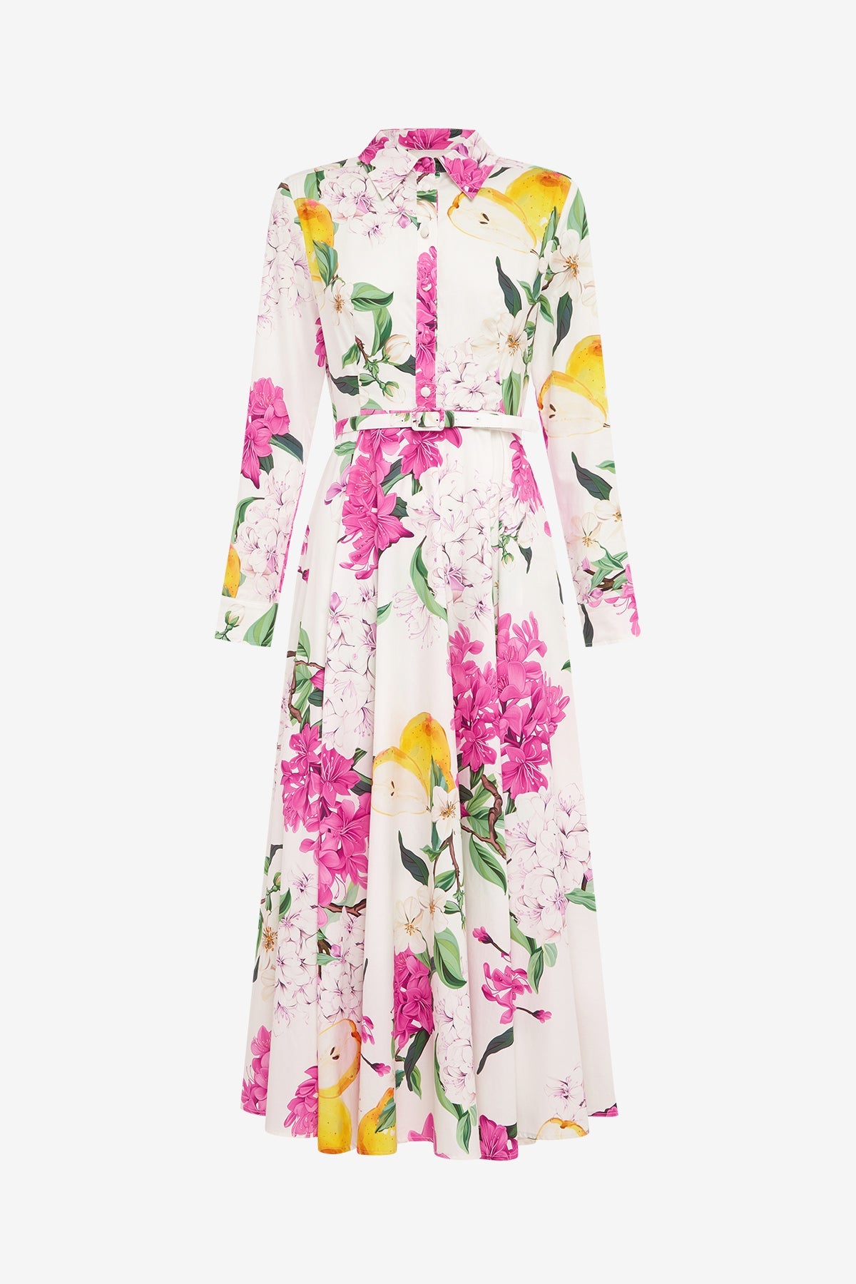 Zara Shirt Midi Dress - Floral Pear Print